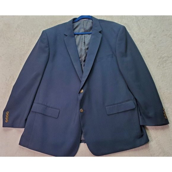 Adolfo Suit Jacket Mens M/S Navy High Twist Microtech Single Breasted Two Button - Picture 1 of 13